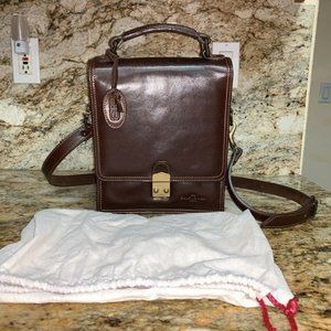 BALENCIAGA LE WRITER'S JOURNAL BRIEFCASE Coffee Brown Leather Shoulder Bag $1590